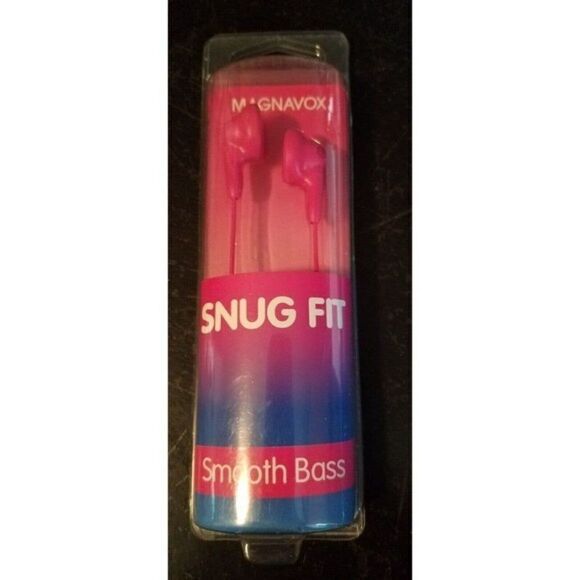 Smooth Bass Pink MHP4820-PK Magnavox Earbud Stereo In-Ear Silicon Cushion Snug - Picture 1 of 8